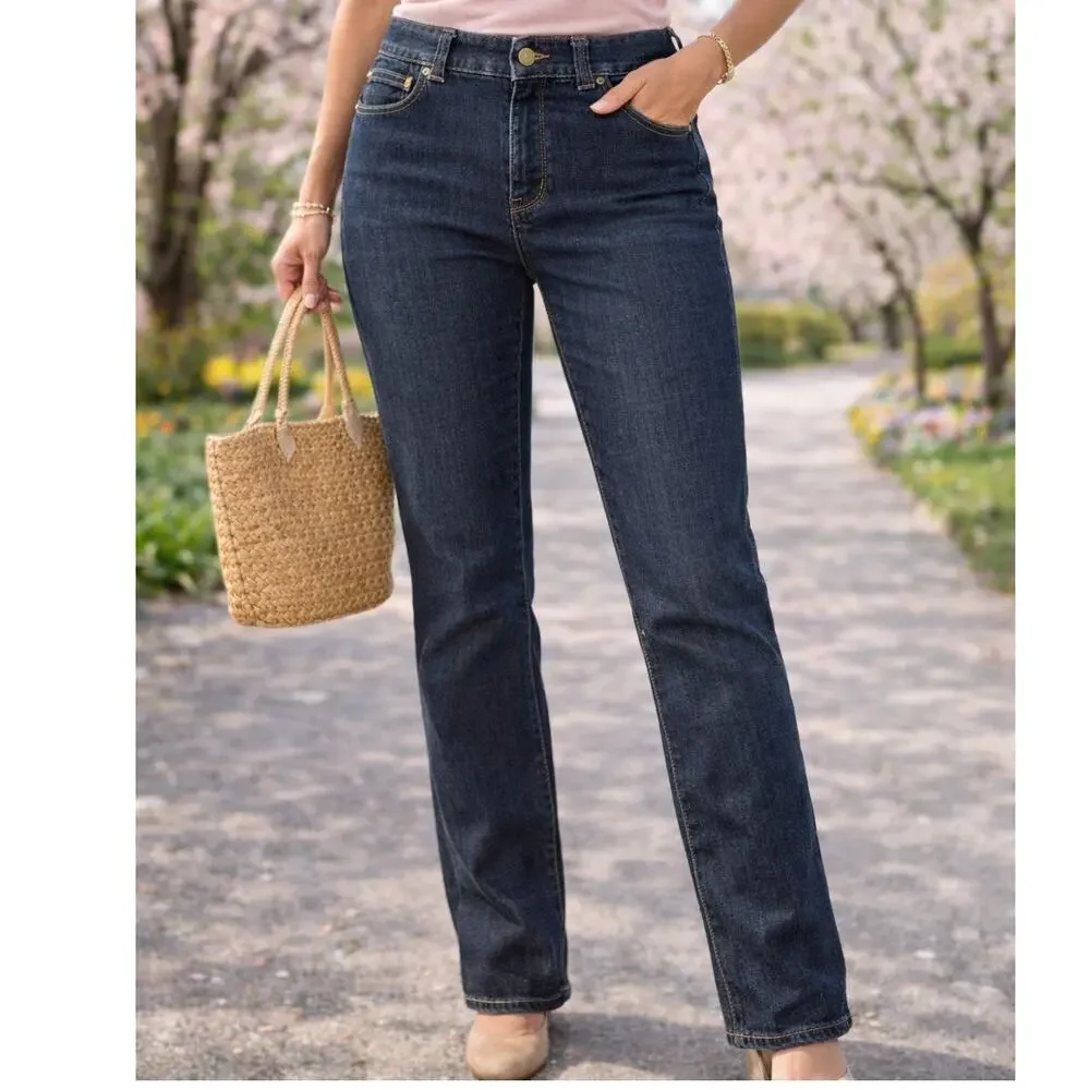 Lane Bryant women's dark wash jeans sz 18 petite slim boot genius fit jeans